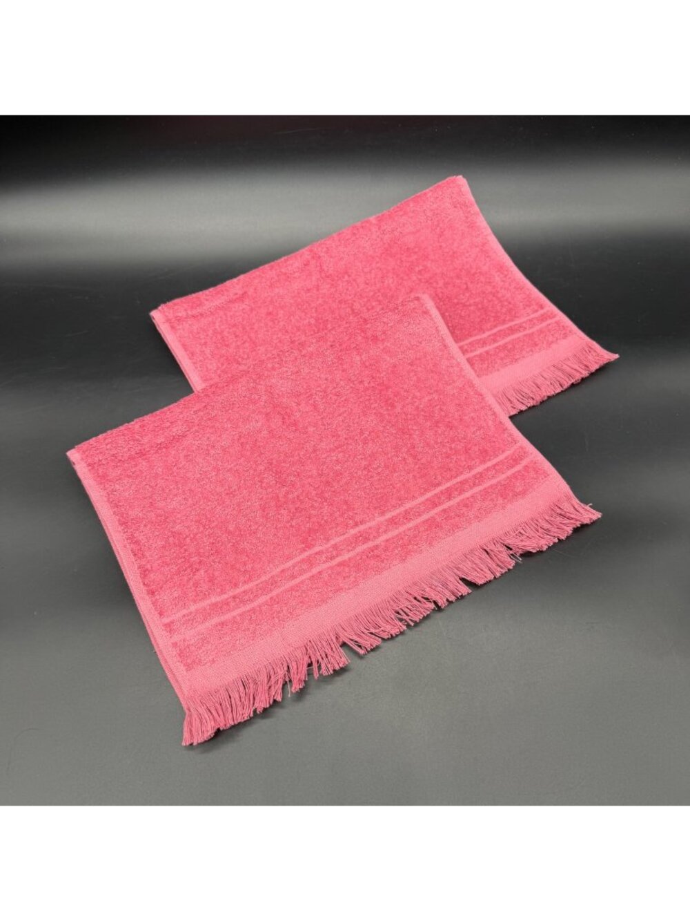 Vintage Pink Hand Towels Dusty Rose Fringe 1980s Cannon USA Set Of 2 Bathroom